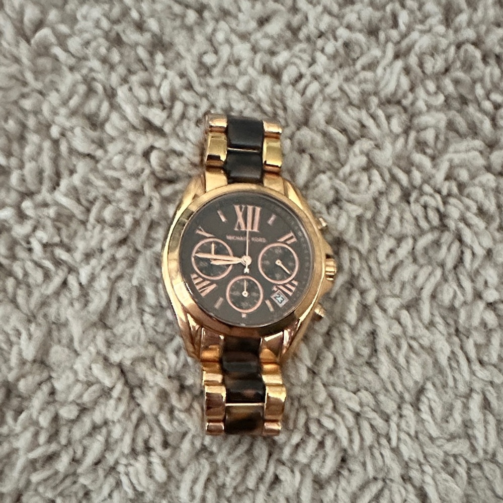 Michael Kors Rose Gold & Tortoise Chronograph Watch